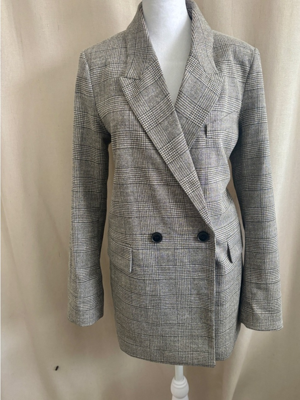 H&M Oversized Plaid Double-Breasted Blazer | Size S
